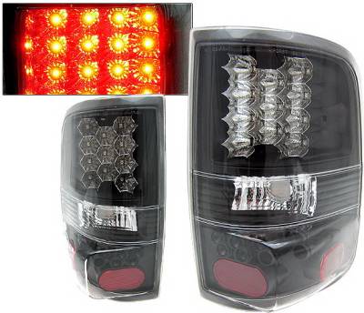 Ford F150 4 Car Option LED Taillights - Black - LT-FF15004LEDJB-KS