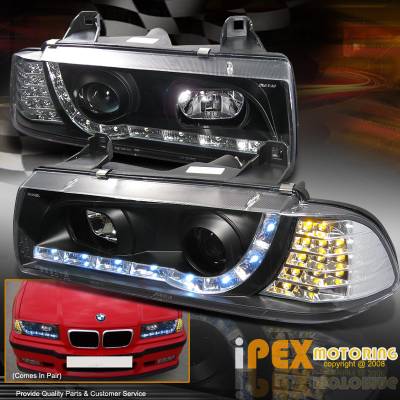 E36 92-98 2 Dr R8 LED Projector Headlights with LED Signal Lights