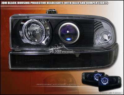 JDM Black Pro Headlights With Bumper Lights