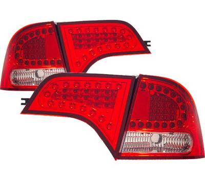 Honda Civic 4DR 4 Car Option LED Taillights - Red & Clear - LT-HC064LEDRC-KS