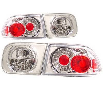 Honda Civic 2DR & 4DR 4 Car Option LED Taillights - Chrome - LT-HC922LEDC-KS