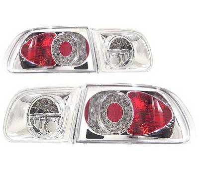 Honda Civic HB 4 Car Option LED Taillights - Chrome - LT-HC923LEDC-KS