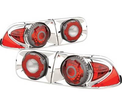 Honda Civic 2DR & 4DR 4 Car Option 3D Style Taillights - Chrome - LT-HC92DA-9