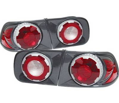 Honda Civic 2DR & 4DR 4 Car Option 3D Retro Taillights - Carbon Fiber Style - LT-HC92DF-9