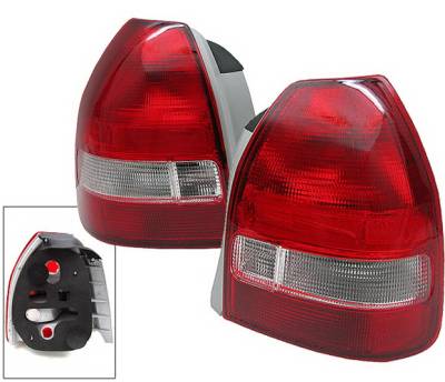 Honda Civic HB 4 Car Option Taillights - Red & Clear - LT-HC963RC-KS