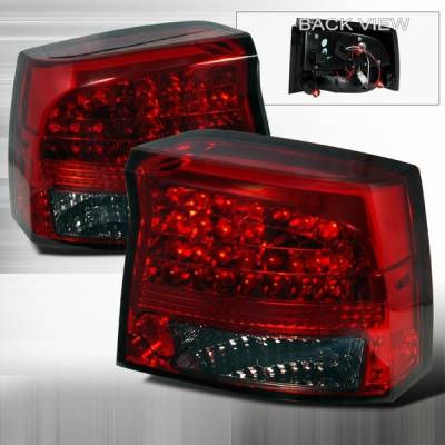 Dodge Charger Custom Disco Red & Smoke Euro LED Taillights - LT-CHG05RGLED-YD