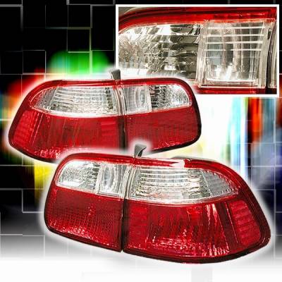 Honda Civic Custom Disco Red & Clear Euro Taillights - LT-CV994RPW