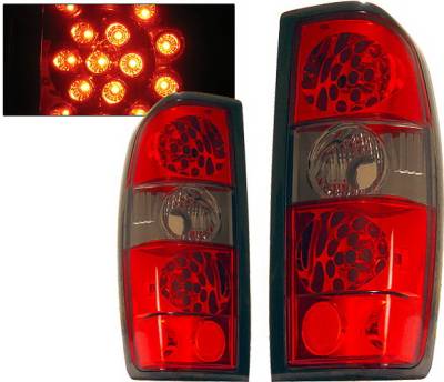 Nissan Frontier 4 Car Option LED Taillights - Red & Smoke - LT-NF98LEDRSM-KS