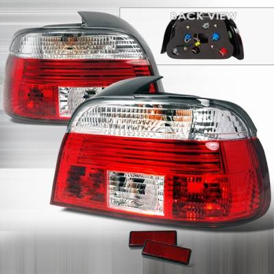 BMW 5 Series Custom Disco Red & Clear Taillights - LT-E394RPW-TM