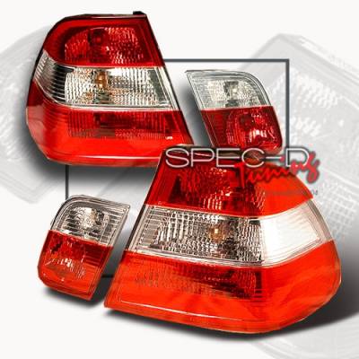 BMW 3 Series Custom Disco Red & Clear Taillights - LT-E46994RPW-TM