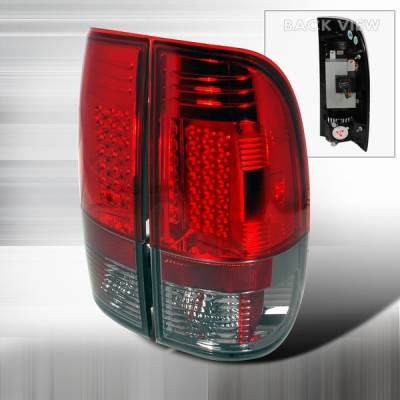 Ford F150 Custom Disco Red & Smoke LED Taillights - LT-F15097RGLED