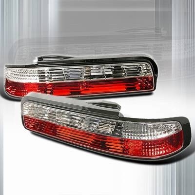 Nissan 240SX Custom Disco Red & Clear Crystal Taillights - LT-S1389RPW3