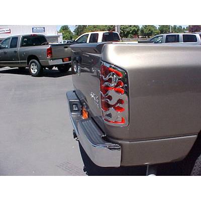 Dodge Ram V-Tech Taillight Covers - Flame Style - Chrome - 132970