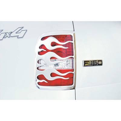 Dodge Ram V-Tech Taillight Covers - Flame Style - Chrome - 132988