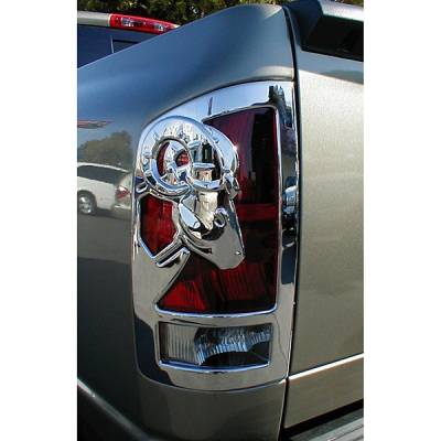 Dodge Ram V-Tech Taillight Covers - 3D Big Horns Style - Chrome - 1327704