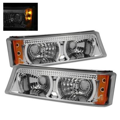 Chevrolet Silverado Spyder Amber Bumper Lights - Chrome - CBL-CS04-C-AM