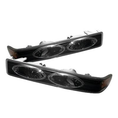 Chevrolet Blazer Spyder Amber Reflector Bumper Lights - Black - CBL-CS1098-YD-BK-AM