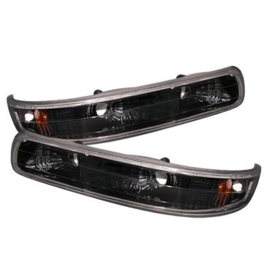 Chevrolet Silverado Spyder Amber Reflector Bumper Lights - Black - CBL-CS99-BK-AM