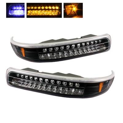 Chevrolet Silverado Spyder LED Amber Bumper Lights - Black - CBL-CS99-LED-BK