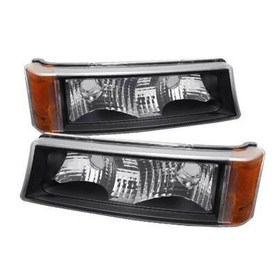 Chevrolet Silverado Spyder Amber Reflector Bumper Lights - Black - CBL-ZO-CS03-AM-BK