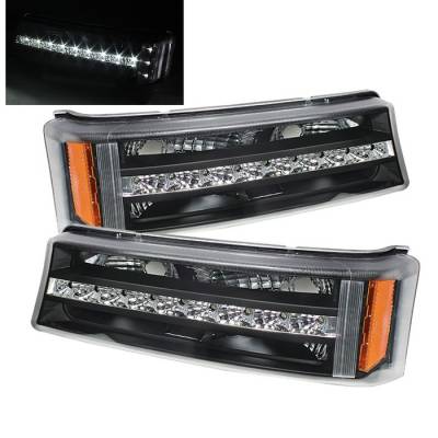 Chevrolet Silverado Spyder LED Amber Reflector Bumper Lights - Black - CBL-ZO-CS03-LED-AM-BK