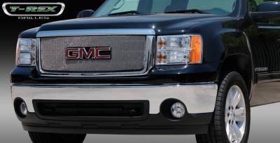 GMC Sierra T-Rex Sport Series Formed Mesh Grille - Stainless Steel - Triple Chrome Plated with Logo Opening - 44204