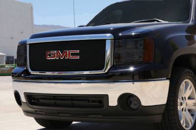 GMC Sierra T-Rex Sport Series Formed Mesh Grille - All Black Powdercoat with Logo Opening - 46204