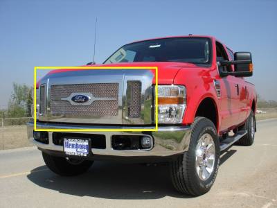 Ford Superduty T-Rex Upper Class Polished Stainless Mesh Grille with Optional Logo Plate - 54563