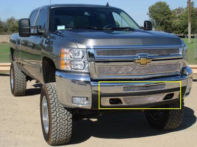 Chevrolet Silverado T-Rex Upper Class Polished Stainless Bumper Mesh Grille - 2PC - 55112