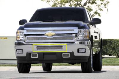 Chevrolet Silverado T-Rex Upper Class Polished Stainless Mesh Bumper Grille - Top Steel Bumper Opening - 55114