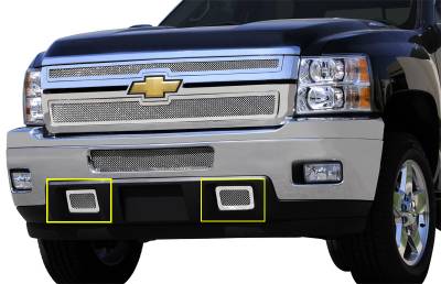 Chevrolet Silverado T-Rex Upper Class Polished Stainless Mesh Tow Hook Bumper Grille - 2PC - 55115