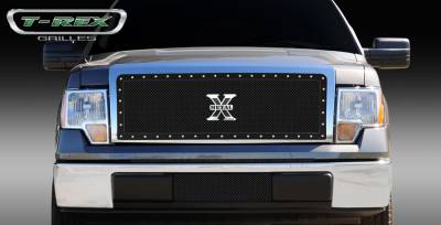 Ford F150 T-Rex X-Metal Series Studded Main Grille - Custom 1PC Opening - All Black - 6715681