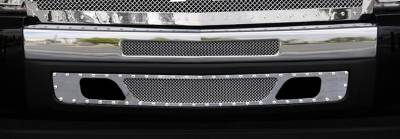 Chevrolet Silverado T-Rex X-Metal Series Studded Bumper Grille - Polished Stainless Steel - 2PC - 6721120