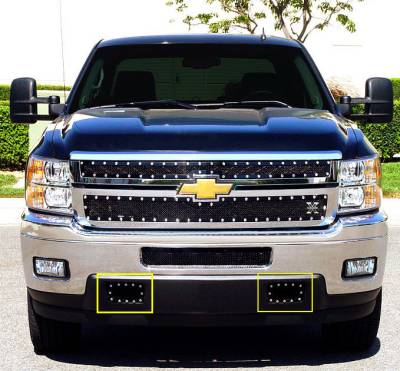 Chevrolet Silverado T-Rex X-Metal Series Studded Tow Hook Bumper Grille - All Black - 2PC - 6721151