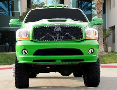 Dodge Ram T-Rex Urban Assault Grunt Studded Main Grille with Soldier - Black OPS Flat Black - Custom 1PC Opening - 7114616