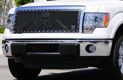 Ford F150 T-Rex Urban Assault Grunt Studded Main Grille with Soldier - Black OPS Flat Black - Custom 1PC Opening - 7115686