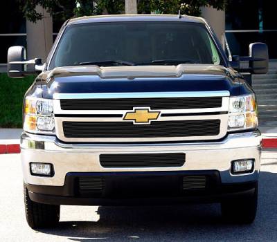 Chevrolet Silverado T-Rex Billet Grille Overlay - Bolt or Insert On - All Black - 2PC - 21114B