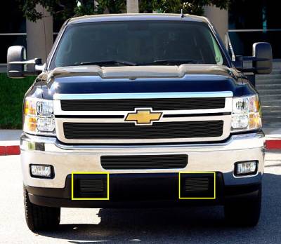 Chevrolet Silverado T-Rex Bumper Tow Hook Billet Grilles - All Black - 2PC - 25115B