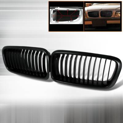 BMW 7 Series Spec-D Front Hood Grille - Black - HG-E3895BB