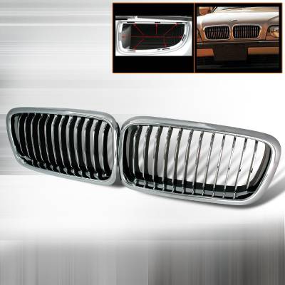 BMW 7 Series Spec-D Front Hood Grille - Chrome - HG-E3895CC