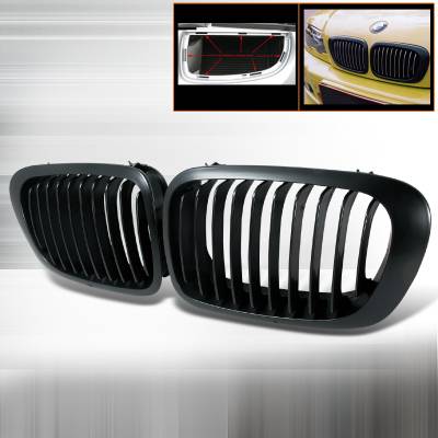 BMW 3 Series 2DR Spec-D Front Hood Grille - Black - HG-E46992BB