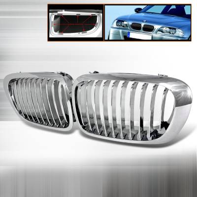 BMW 3 Series 2DR Spec-D Front Hood Grille - Chrome - HG-E46992CC