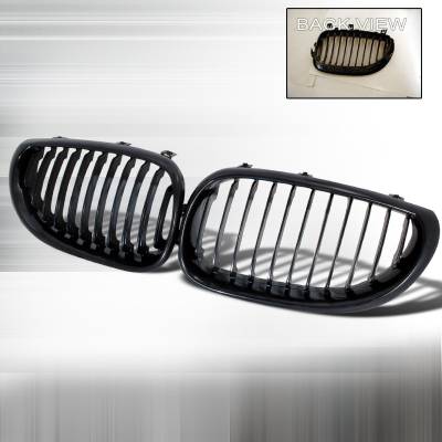 BMW 5 Series Spec-D Front Hood Grille - Black - HG-E6004BB