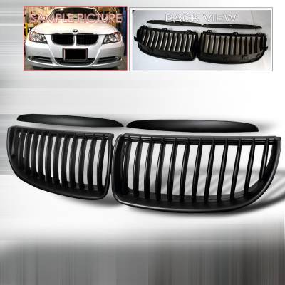 BMW 3 Series Spec-D Front Hood Grille - Black - HG-E9005BB