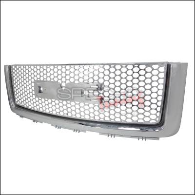 GMC Sierra Spec-D Front Upper Grille Mesh - Chrome - HG-GMC07C