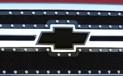 Chevrolet Silverado T-Rex Billet Bowtie with Border - Black - 19114B