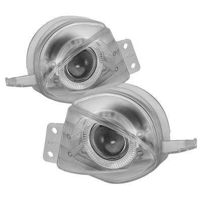 BMW 3 Series 4DR Spyder Halo Projector Fog Lights - Clear - FL-P-BE9005-HL