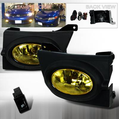 Honda Civic 4DR Spec-D OEM Fog Lights - Yellow - LF-CV064AMOEM