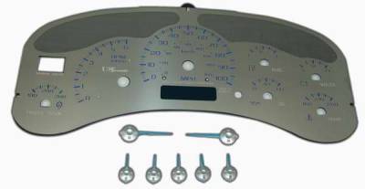 US Speedo Stainless Steel Gauge Face with Blue Back and Color Match Needles - Displays 100 MPH - Transmission Temperature - SS GM 00B