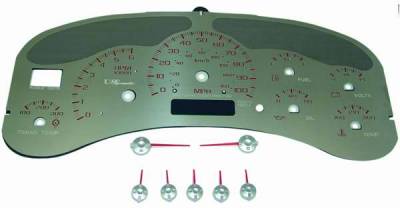 US Speedo Stainless Steel Gauge Face with Red Back and Color Match Needles - Displays 100 MPH - Transmission Temperature - SS GM 00R